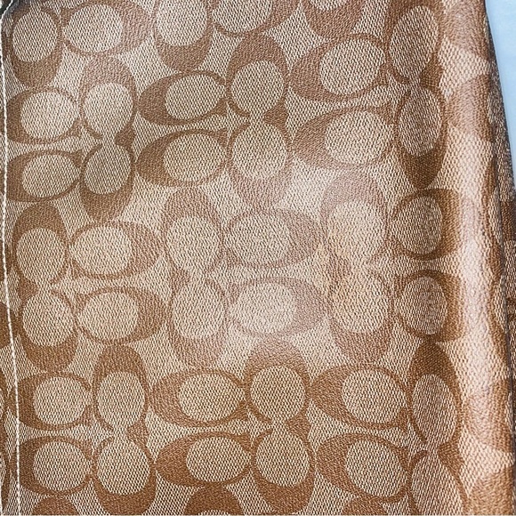 COACH - Business Heritage Stripe Map Pvc Leather F71102  / Khaki Signature Line - Picture 6 of 10